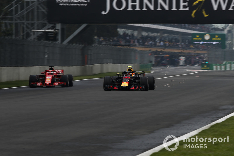 Max Verstappen, Red Bull Racing RB14 and Sebastian Vettel, Ferrari SF71H 