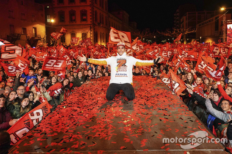 Campeón 2018 Marc Márquez, Repsol Honda Team celebra en Cervera