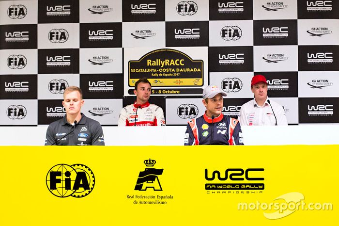 Conferencia de prensa, Stéphane Lefebvre, Citroën World Rally Team, Jari-Matti Latvala, Toyota Racing, Ott Tänak, M-Sport, Andreas Mikkelsen, Hyundai Motorsport