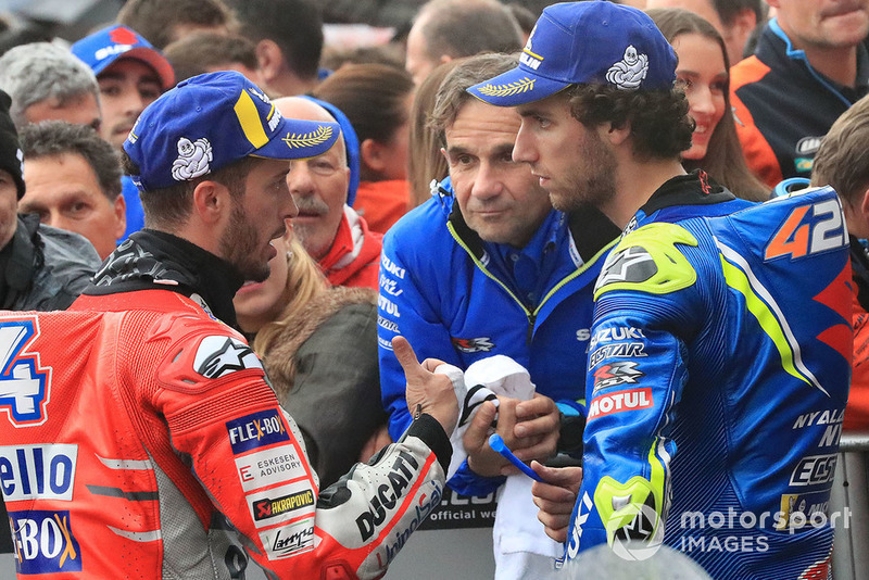 Race winner Andrea Dovizioso, Ducati Team, second place Alex Rins, Team Suzuki MotoGP