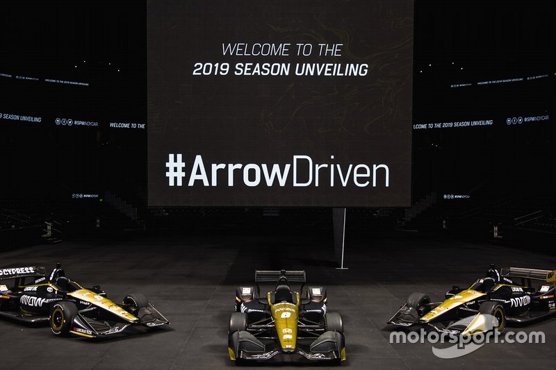 The Arrow Schmidt Peterson Motorsports Hondas of James Hinchcliffe, Robert Wickens and Marcus Ericsson.