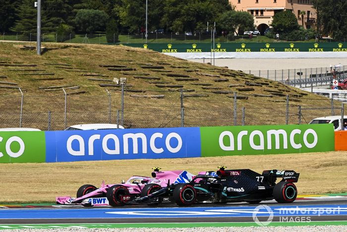 Lance Stroll, Racing Point RP20, Valtteri Bottas, Mercedes F1 W11 EQ Performance, en la arrancada