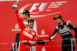 Sebastian Vettel, Ferrari celebrates his second position on the podium