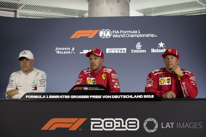 Valtteri Bottas, Mercedes-AMG F1, Sebastian Vettel, Ferrari and Kimi Raikkonen, Ferrari in Press Conference