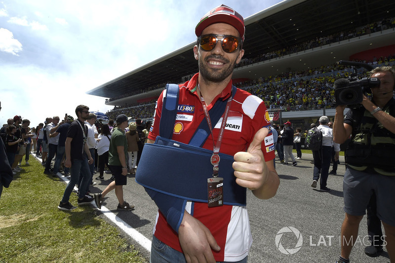 Michele Pirro, Ducati Team after his crash on the grid