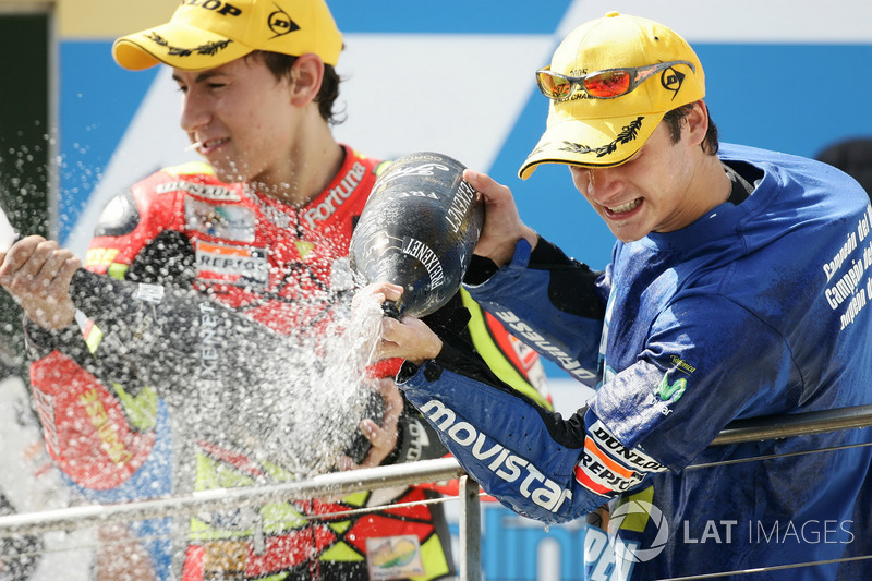 Podium: Jorge Lorenzo en Dani Pedrosa