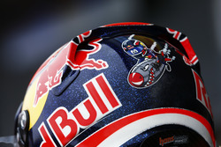 Helmet design detail on the rear of Daniel Ricciardo, Red Bull Racing