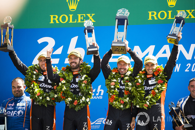 LMP2 podium: winners Roman Rusinov, Andrea Pizzitola, Jean-Eric Vergne, G-Drive Racing