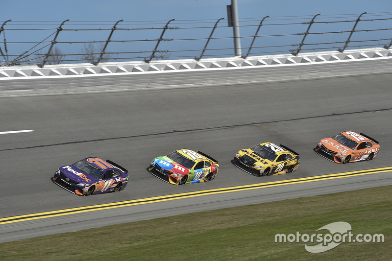 Denny Hamlin, Joe Gibbs Racing, FedEx Express Toyota Camry, Kyle Busch, Joe Gibbs Racing, M&M's Toyota Camry, Erik Jones, Joe Gibbs Racing, DEWALT Toyota Camry, Daniel Suarez, Joe Gibbs Racing, ARRIS Toyota Camry
