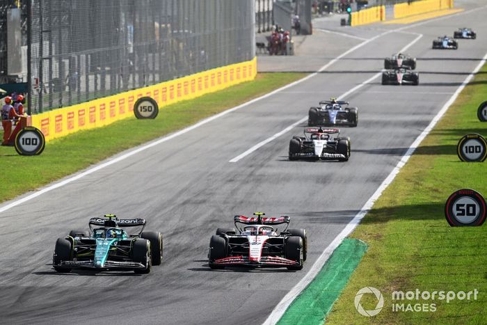 Fernando Alonso, Aston Martin AMR23, Nico Hulkenberg, Haas VF-23, Liam Lawson, AlphaTauri AT04