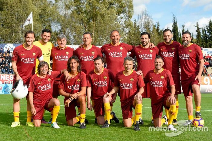 El 11 inicial de la Roma en el partido de las Leyendas de la Roma contra los pilotos de Fórmula E