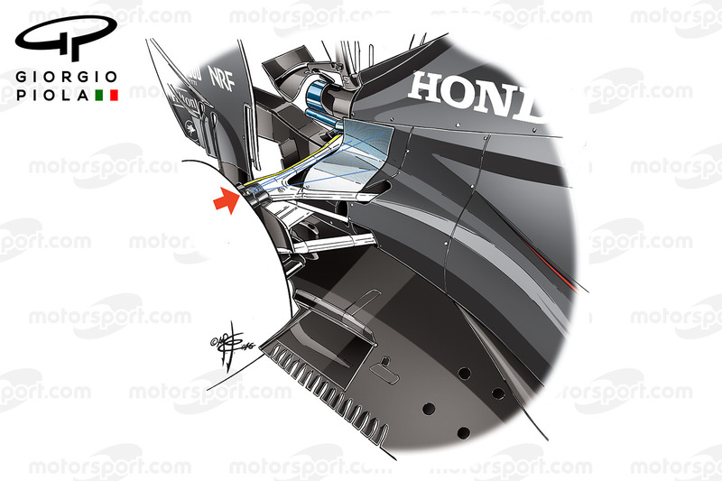 McLaren MP4/31 rear suspension sensors, United States GP