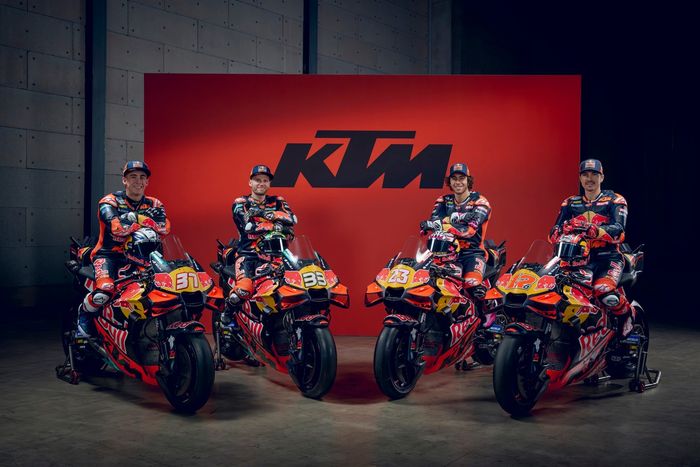 Pedro Acosta, Red Bull KTM Tim Pabrik Balap, Brad Binder, Red Bull KTM Tim Pabrik Balap, Enea Bastianini, Red Bull KTM Tech 3, Maverick Vinales, Red Bull KTM Tech 3
