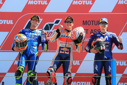Podium: second place Alex Rins, Team Suzuki MotoGP, Race winner Marc Marquez, Repsol Honda Team, third place Maverick Viñales, Yamaha Factory Racing