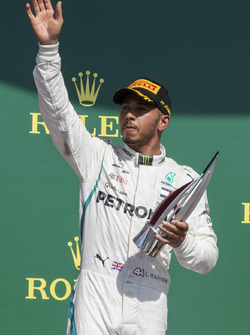 Lewis Hamilton, Mercedes-AMG F1 celebrates on the podium