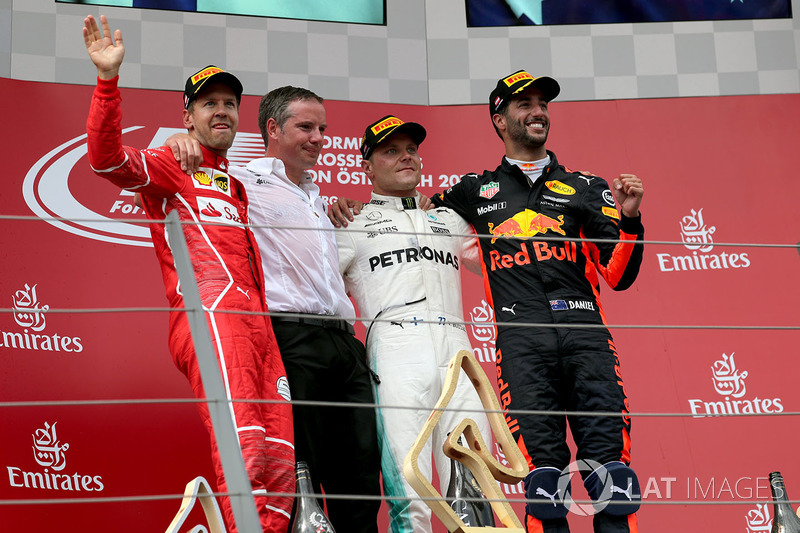 Podyum: Yarış galibi Valtteri Bottas, Mercedes AMG F1, 2. Sebastian Vettel, Ferrari, 3. Daniel Ricciardo, Red Bull Racing