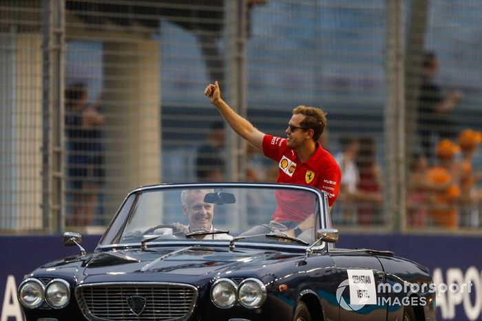 Sebastian Vettel, Ferrari, alla parata dei piloti