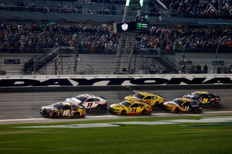 Kyle Busch, Joe Gibbs Racing, Toyota Camry M&M's Chocolate Bar Denny Hamlin, Joe Gibbs Racing, Toyota Camry FedEx Express Michael McDowell, Front Row Motorsports, Ford Mustang Love's Travel Stops Joey Logano, Team Penske, Ford Mustang Shell Pennzoil Clint Bowyer, Stewart-Haas Racing, Ford Mustang Rush Truck Centers/Mobil 1 William Byron, Hendrick Motorsports, Chevrolet Camaro Axalta