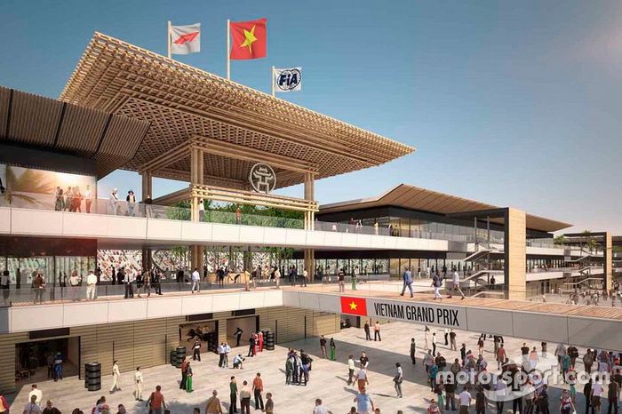 Representación del paddock del circuito de Hanoi