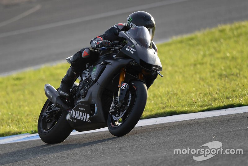 Lewis Hamilton testing the Yamaha Superbike