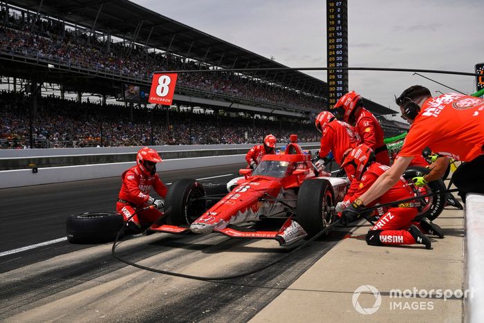 Marcus Ericsson, Chip Ganassi Racing Honda, parada en boxes