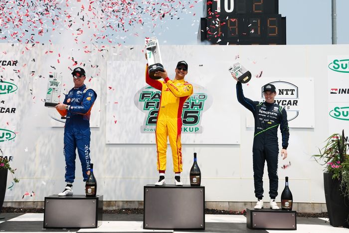 Scott Dixon, Chip Ganassi Racing, Alex Palou, Chip Ganassi Racing, Marcus Armstrong, Meyer Shank Racing