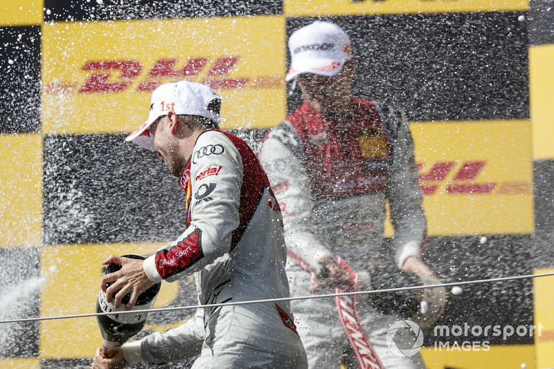 Podium: Race winner René Rast, Audi Sport Team Rosberg and second place Nico Müller, Audi Sport Team Abt Sportsline