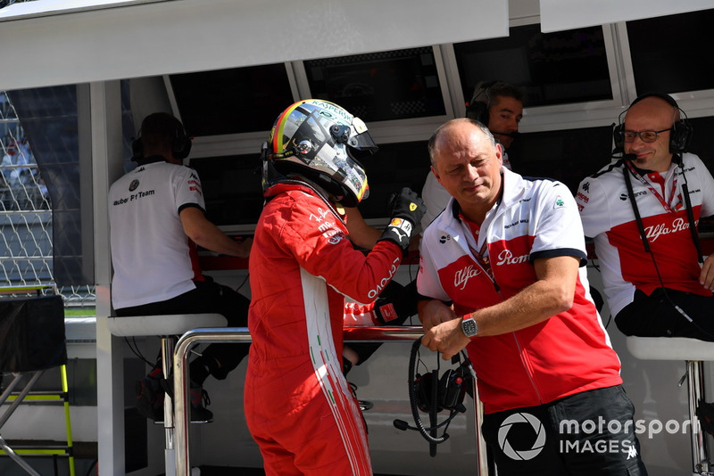 Sebastian Vettel, Ferrari et Frédéric Vasseur, Sauber, Team Principal