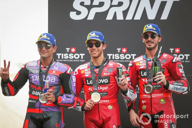 Enea Bastianini, Ducati Team, Jorge Martin, Pramac Racing, Francesco Bagnaia, Ducati Team
