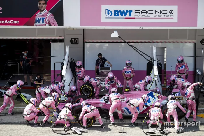 Lance Stroll, Racing Point RP20,  pit stop