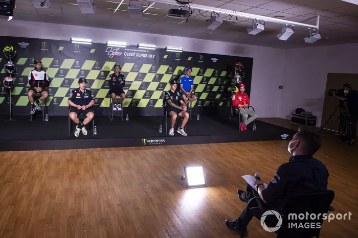 conferencia de prensa Takaaki Nakagami, Team LCR Honda, Maverick Viñales, Yamaha Factory Racing, Valentino Rossi, Yamaha Factory Racing, Fabio Quartararo, Petronas Yamaha SRT, Joan Mir, Team Suzuki MotoGP, Andrea Dovizioso, Ducati Team
