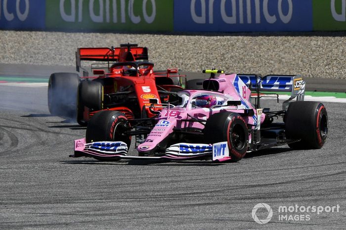 Lance Stroll, Racing Point RP20, leads Sebastian Vettel, Ferrari SF1000