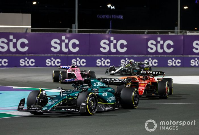 Lance Stroll, Aston Martin AMR23, Carlos Sainz, Ferrari SF-23, Esteban Ocon, Alpine A523