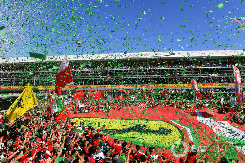 Ferrari fans and giant Ferrari flag