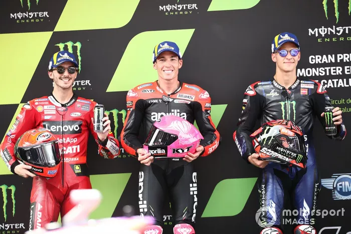 Polesitter Aleix Espargaro, 2. Francesco Bagnaia, 3. Fabio Quartararo