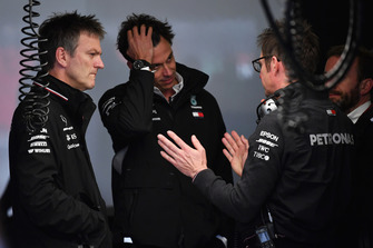 James Allison, Mercedes AMG F1 Technical Director, Toto Wolff, Mercedes AMG F1 Director of Motorsport and Andy Shovlin, Mercedes-AMG F1 Chief Engineer