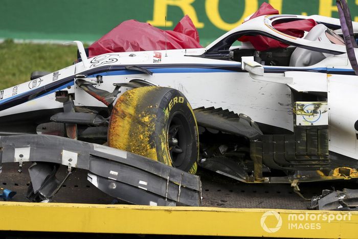 El monoplaza dañado de George Russell, Williams FW43