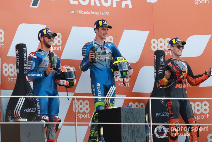 Podio: 1º Joan Mir, Team Suzuki MotoGP, 2º Alex Rins, Team Suzuki MotoGP, 3º Pol Espargaró, Red Bull KTM Factory Racing