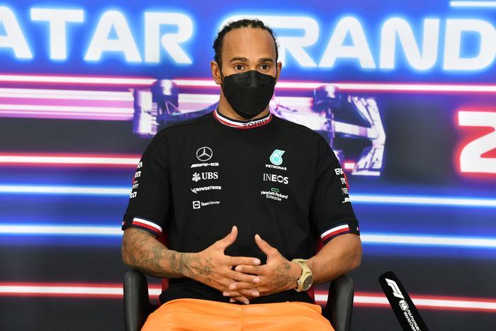 Lewis Hamilton, Mercedes, ganador, en rueda de prensa