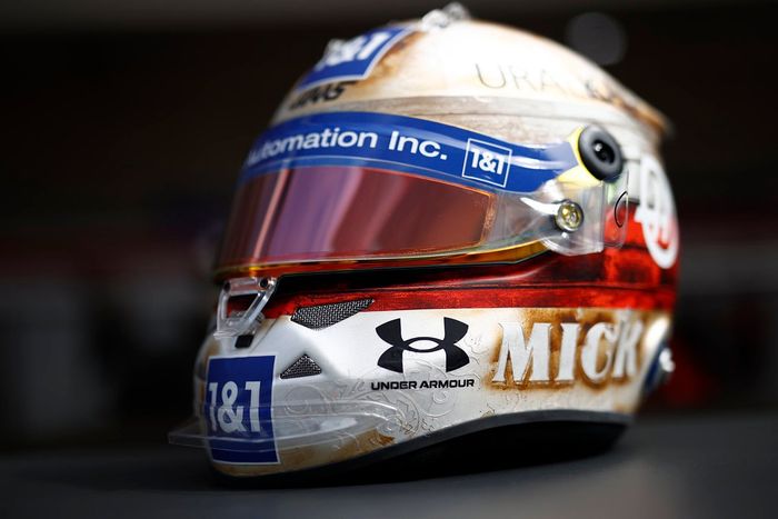 Casco especial de Mick Schumacher, Haas F1 para el GP de Estados Unidos