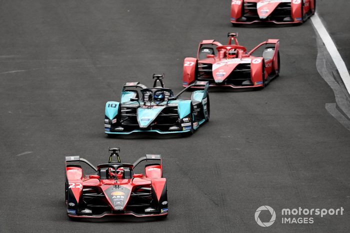 Sebastien Buemi, Nissan e.Dams, Nissan IM03, Maximilian Gunther, Nissan e.Dams, Nissan IM03, Sam Bird, Jaguar Racing, Jaguar I-TYPE 5, Jake Dennis, Andretti Motorsport, BMW iFE.21