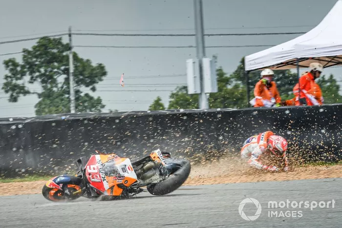 Marc Marquez, Repsol Honda Team, crashes