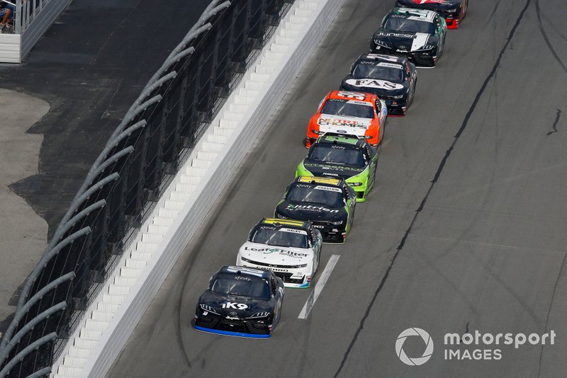 Jeffrey Earnhardt, Joe Gibbs Racing, Toyota Supra iK9 and Justin Haley, Kaulig Racing, Chevrolet Camaro LeafFilter Gutter Protection