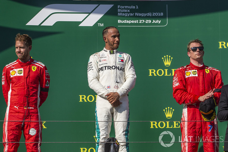 Hongrie - Podium : Lewis Hamilton, Sebastian Vettel, Kimi Räikkönen