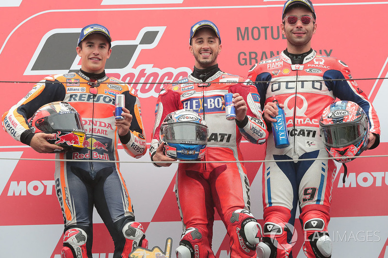 Podio: 1º Andrea Dovizioso, 2º Marc Marquez, 3º Danilo Petrucci