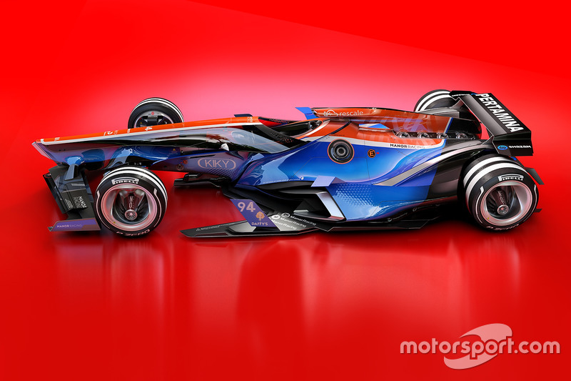 Desain fantasi mobil Manor Racing 2030