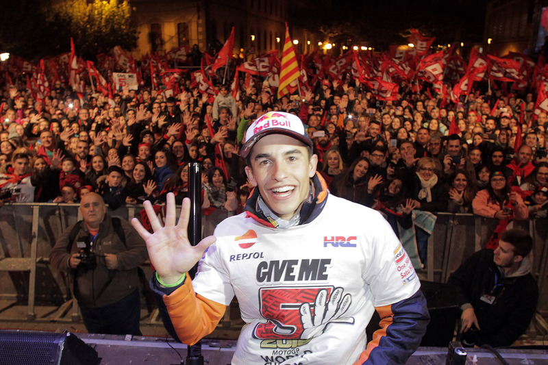 Marc Marquez, Repsol Honda Team celebrates his World Champion title at Cervera in Spain