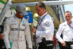 (L to R): Lewis Hamilton, Mercedes AMG F1 with Ron Meadows, Mercedes GP Team Manager and Paddy Lowe, Mercedes AMG F1 Executive Director (Technical)