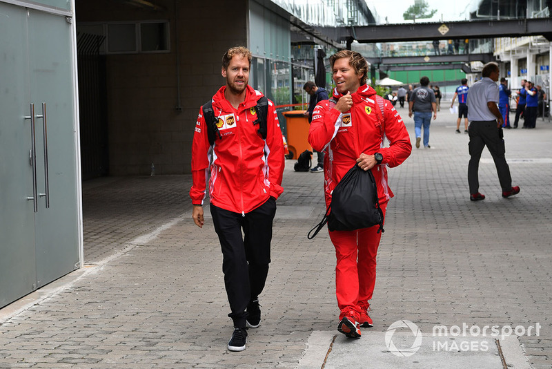 Sebastian Vettel, Ferrari with his trainer Antti Kontsas