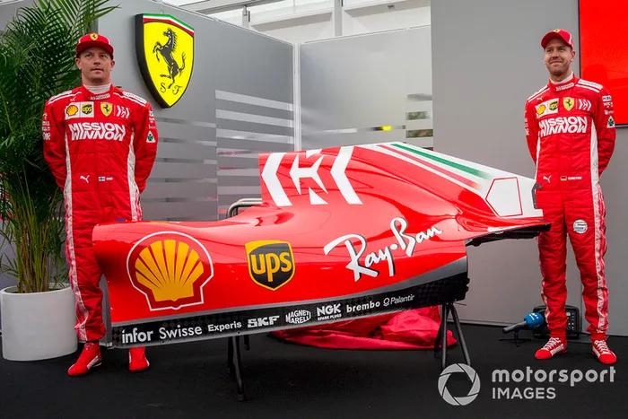 Sebastian Vettel, Kimi Raikkonen, Ferrari, unveiling Mission Winnow livery